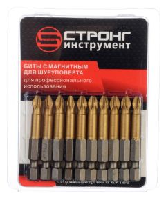 Набор магнитных бит 1/4"РН 2 (10 шт) СТП-931, Размер: РН3х50