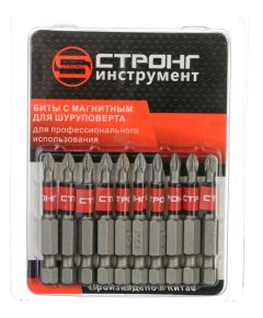 Набор магнитных бит 1/4"PZ1 (10 шт) СТП-932, Размер: 25
