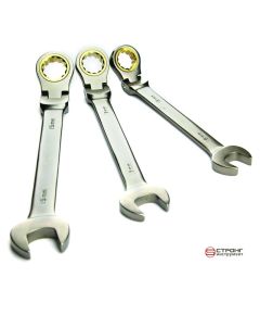 Ключ трещеточный Cr-V с шарниром, удлинённый СТП-961, Размер: 15/200  