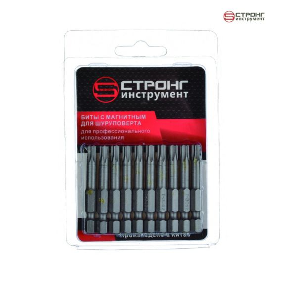 Набор магнитных бит 1/4"TORX (10 шт) СТП-951, Размер: Т30х50 
