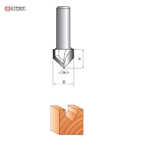 Фреза по дереву пазовая галтельная 90° CTФ-1004, Размер: 8х10х10 - 90°  